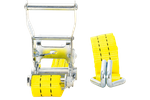 Juego de cuatro correas de transporte UNITRAILER amarillas de 4 m/35 mm/2 t con tensor.