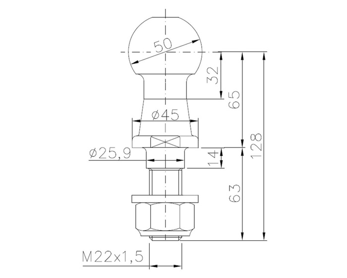Bola de enganche Winterhoff KUB 50 mm - 3500 kg