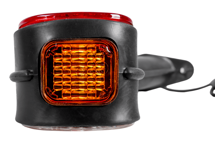 Luz de posición izquierda ASPÖCK SUPERPOINT II con brazo de goma y cable lateral.