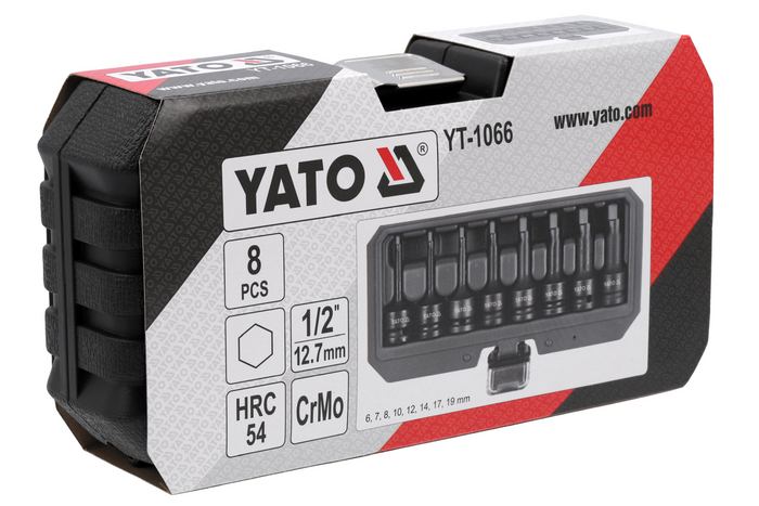 Llaves de impacto hexagonales YATO YT-1066, 6-19 mm, 8 piezas.