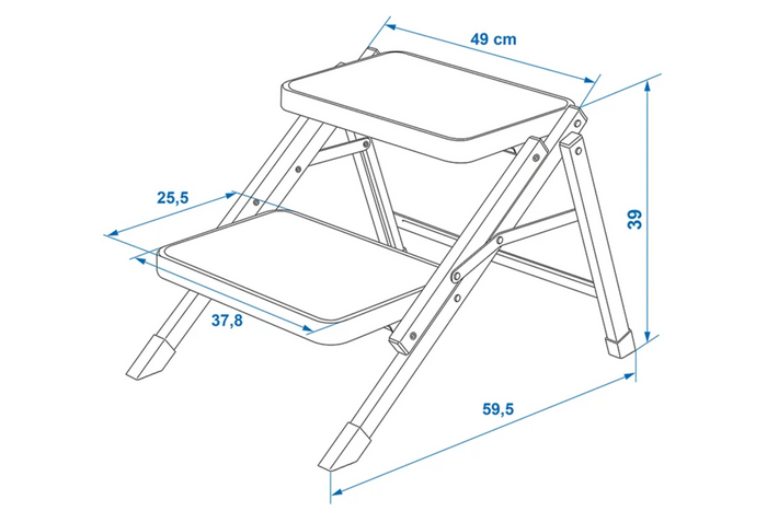 Escalera plegable de camping ProPlus 360823V01 de dos peldaños, soporta hasta 150 kg.