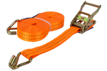 Juego de cuatro correas de transporte UNITRAILER de 12 m/35 mm/2 t de color naranja con tensor.