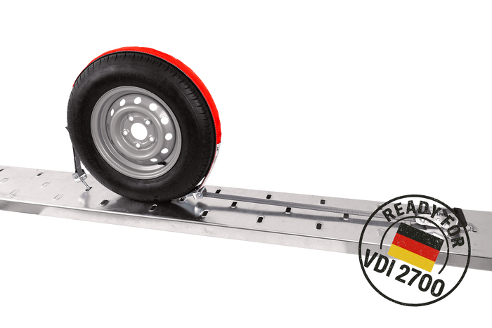 Juego de cuatro correas de transporte para remolque HEFFA CARLINE 130, correas de sujeción de ruedas 2,8 m/35 mm/3 t VDI 2700