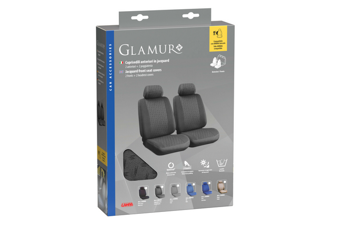Juego de fundas para asientos de coche LAMPA Glamur antracita, para los asientos delanteros