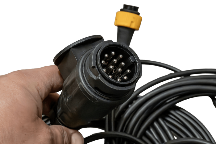 Cableado para remolque de instalación eléctrica OUTLET MANTES, 5,2 m, enchufe de 13 pines, 2 conectores de bayoneta de 5 pines.