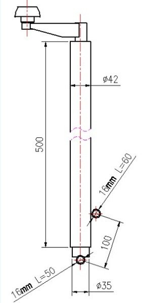 Elevador de manivela UNITRAILER para volcar y descargar un remolque de automóvil de 1000 kg 500-865 mm
