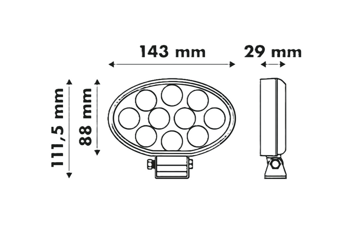 Reflector de lámpara de trabajo LED LAYTZ LY7401, 40 LED, 4000 lm, ovalado.