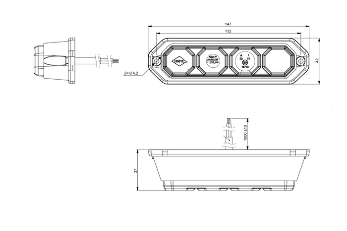 Faro delantero LED HORPOL LZD 2265 de 2 funciones, universal
