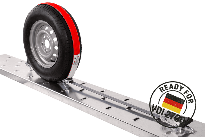 Juego de cuatro correas de transporte para remolque HEFFA CARLINE 130, correas de sujeción de ruedas 2,8 m/35 mm/3 t VDI 2700