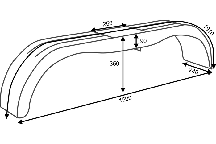 Juego de dos guardabarros tándem para remolque de 13-14" DOMAR D20300, pasos de rueda planos 1500/240mm