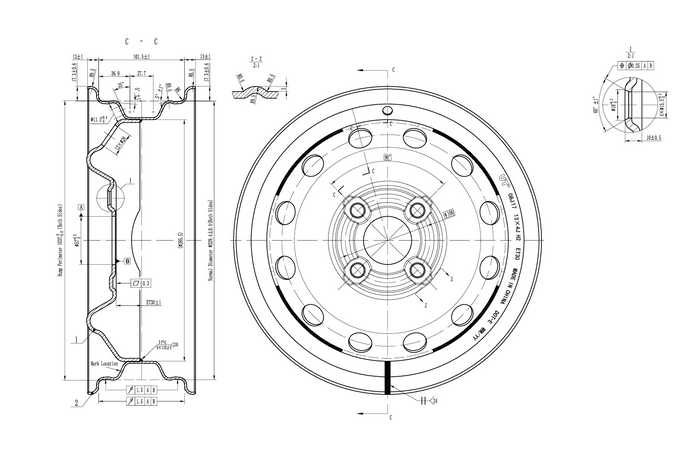 Llanta de acero para remolque UNITRAILER 4Jx13"H2 4x100 ET:30