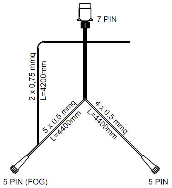 Arnés de cableado 4,5 m - enchufe 7-PIN bayoneta 5-PIN