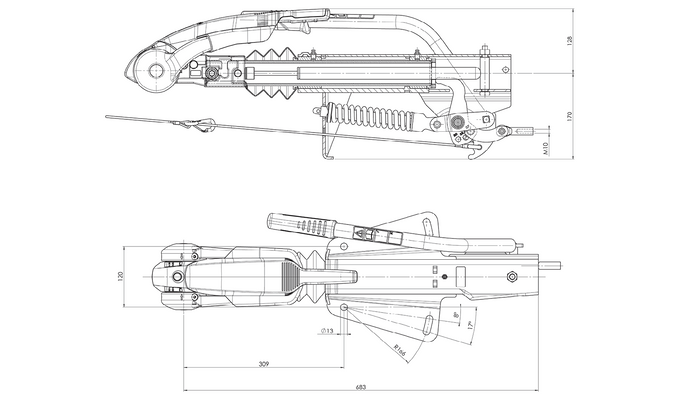 Dispositivo de inercia AL-KO 251S con enganche AKS3004 para remolque de 2700kg con lanza en V