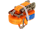 Juego de cuatro correas de transporte UNITRAILER de 10 m/25 mm/1 t de color naranja con tensor.