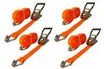 Juego de cuatro correas de transporte UNITRAILER de 12 m/50 mm/5 t de color naranja con tensor.