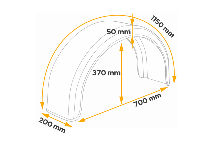 Guardabarros de remolque 13-14" DOMAR D20200 paso de rueda 700/200mm