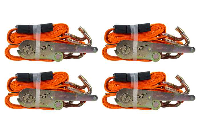 Juego de cuatro correas de transporte de 3 puntos con tensor para remolque UNITRAILER 3m/50mm/4t naranja
