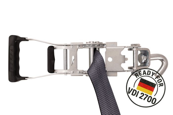 Correa de transporte para grúa HEFFA CARLINE 130, correa de sujeción de ruedas, 5 m/50 mm/5 t VDI 2700