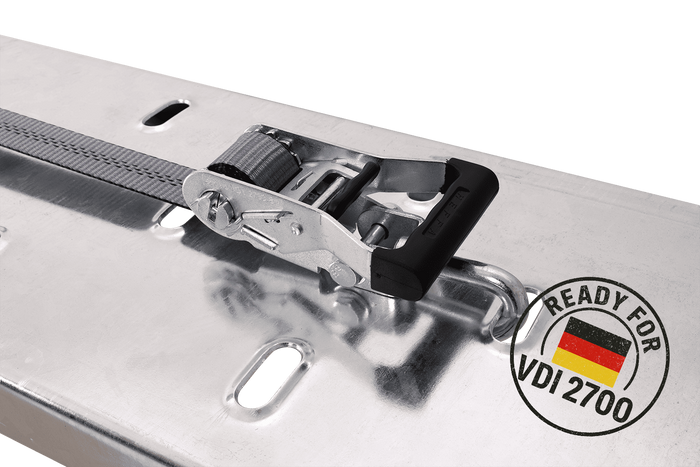 Juego de cuatro correas de transporte para remolque HEFFA CARLINE 130, correas de sujeción de ruedas 2,8 m/35 mm/3 t VDI 2700