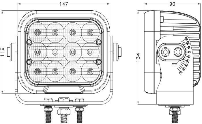 Reflector de luz de trabajo LED TT TECHNOLOGY TT.13312 12xLED 9600lm rectangular