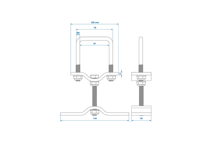 Soporte de montaje para rueda de repuesto de remolque ProPlus para perfil de 60x60 mm