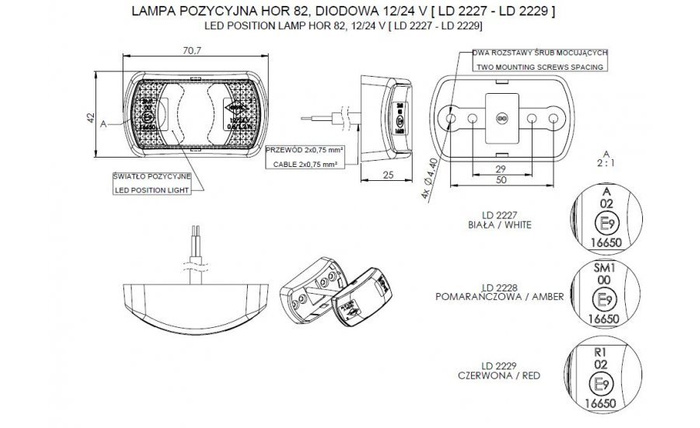 Lámpara de señalización LED universal HORPOL LD 2227