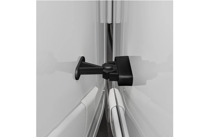 Pestillo de puerta para caravana o autocaravana ProPlus 362622V02BK, manija negra con resorte para sujetar la puerta.