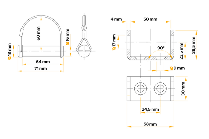 Soporte de bisagra lateral con cerradura WINTERHOFF BSCHG 10-17-B+BSCHG 10-17-B montaje lateral de remolque