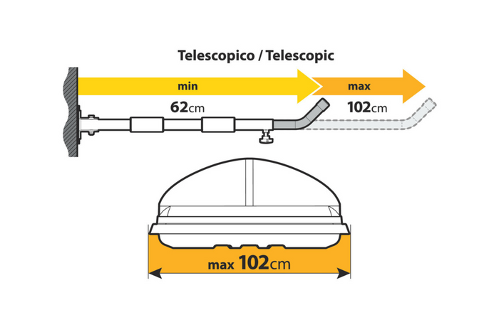 Soportes de pared para cofres de techo LAMPA TIPO 2 soporte plano 62-102cm