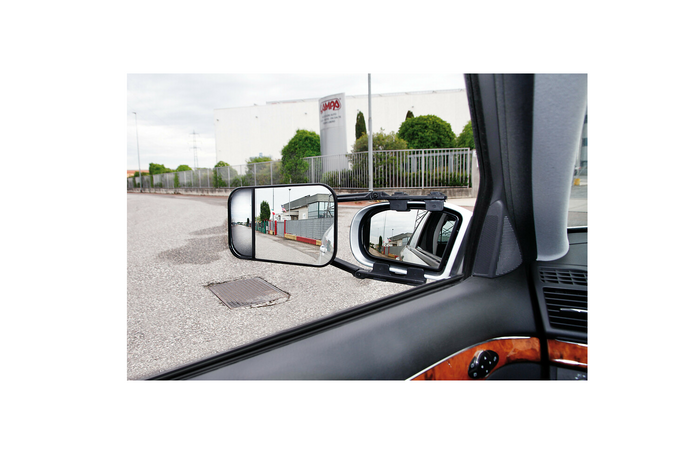 Espejo de remolque universal LAMP con lente plana y convexa