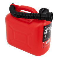 Bidón de plástico HERMON de 5L con embudo, color rojo