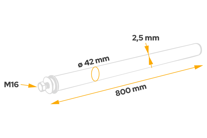 Tubo recto para montaje del guardabarros DOMAR DK8022, diámetro del soporte 42mm
