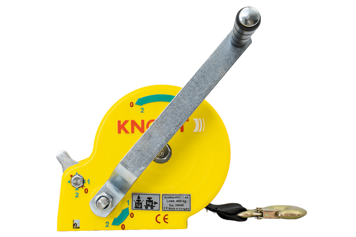 Cabrestante KNOTT 450 KG con cinta carcasa amarilla