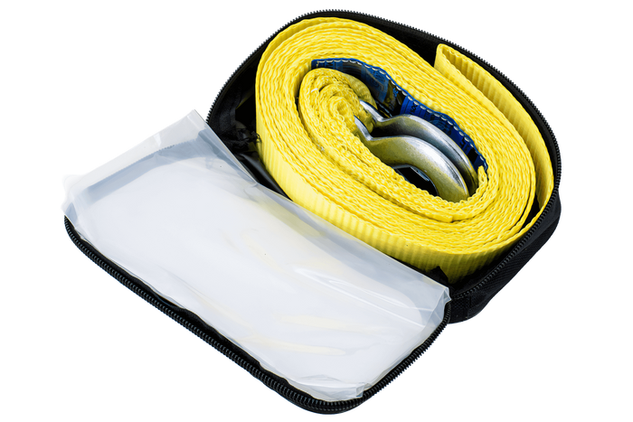 Cuerda de remolque con ganchos UNITRAILER correa de remolque 4,5m/50mm/3t amarilla