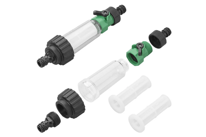 Filtro de agua ProPlus 150770 para grifo/manguera con conexión universal y filtro adicional.