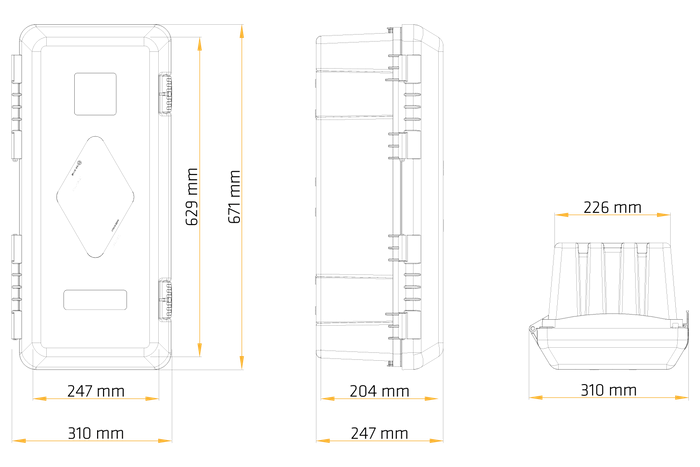 Caja extintora 6kg DAKEN 82020 ADAMANT 671x310x247mm roja