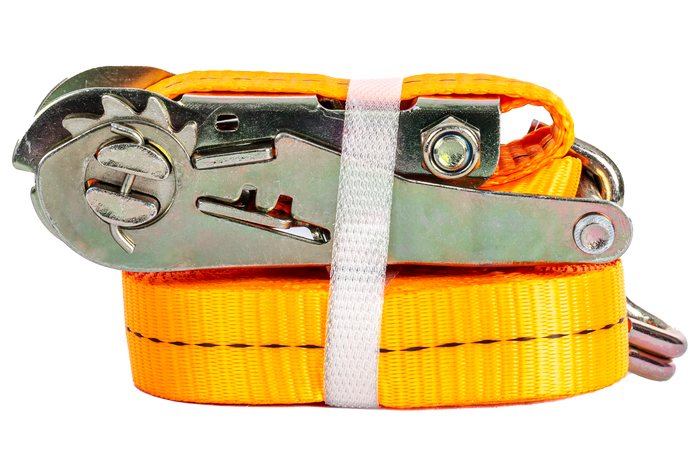 Juego de cuatro correas de transporte UNITRAILER de 2 m/50 mm/5 t de color naranja con tensor.