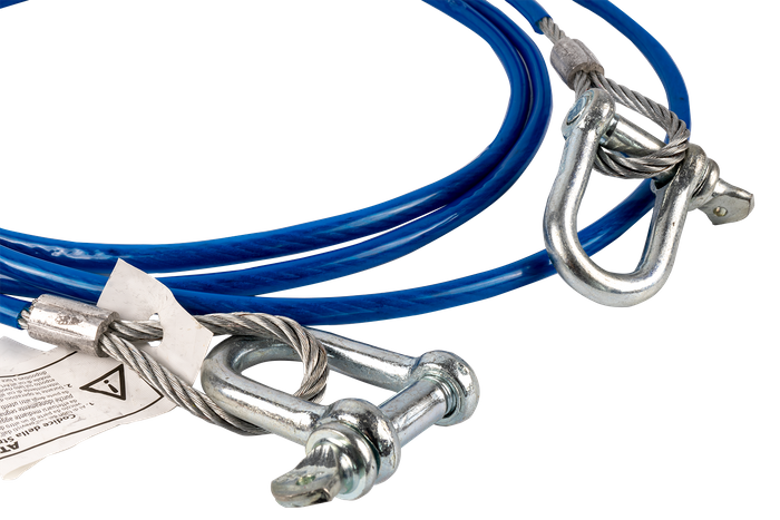 Cuerda de remolque con grilletes LAMPA cuerda de acero 3,5m/6mm/3t azul