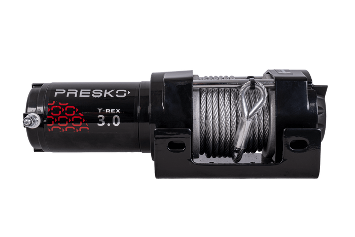 Cabrestante eléctrico para remolque PRESKO T-REX 3.0 12V 1360kg con cable de acero de 11m