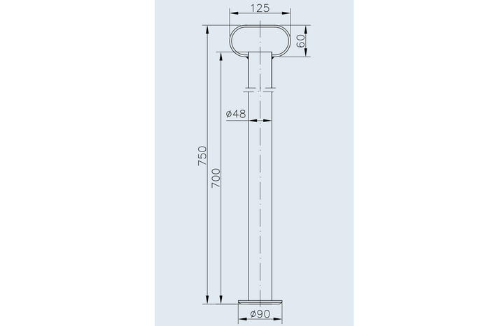 Soporte fijo WINTERHOFF RSR48-700 para remolque de plataforma de 150 kg 48 mm 700 mm