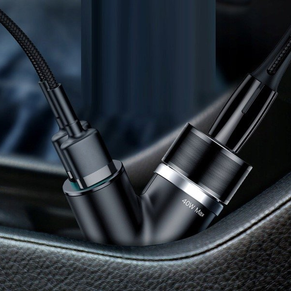 Cargador de coche BASEUS tipo Y 2xUSB, toma de encendedor de cigarrillos de 40 W