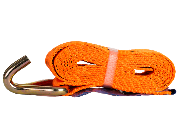 Juego de cuatro correas de transporte UNITRAILER de 3 m/50 mm/5 t de color naranja con tensor.