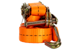 Juego de cuatro correas de transporte UNITRAILER de 6 m/25 mm/1 t de color naranja con tensor.