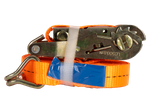 Juego de cuatro correas de transporte UNITRAILER de 8 m/25 mm/1 t de color naranja con tensor.