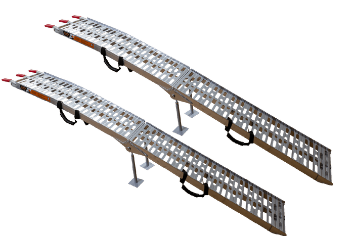 Rampas plegables UNITRAILER ALR003 de aluminio para remolques de 221 cm y 680 kg con correa y soporte, juego de 2