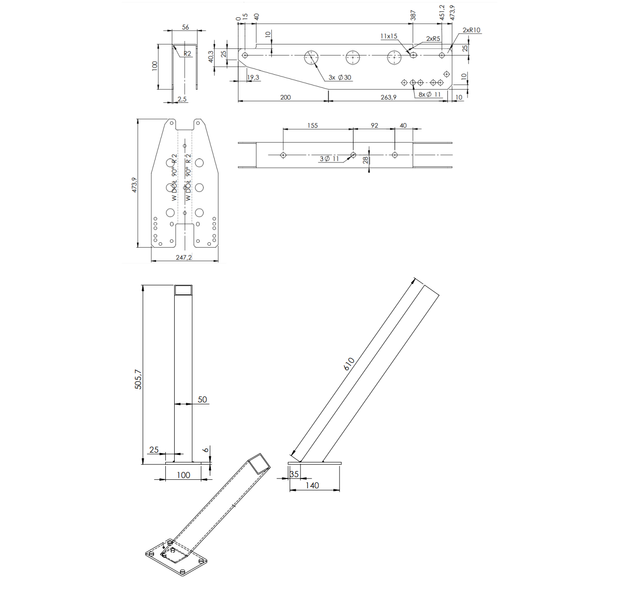 Vástago UNITRAILER con cabrestante y soporte para remolque de barco