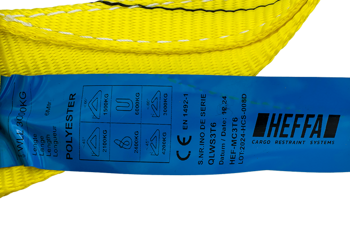 Eslinga de grúa HEFFA de 6 m/90 mm/3 t con bucles