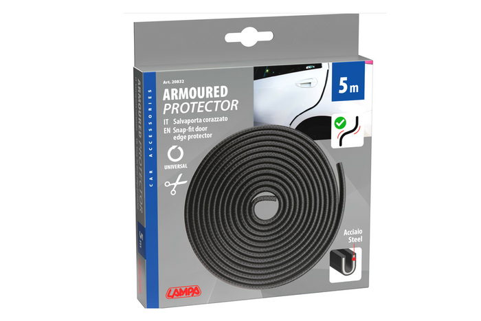 Protector de borde de puerta blindado LAMPA 5m Negro