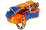 Juego de cuatro correas de transporte UNITRAILER de 10 m/35 mm/2 t de color naranja con tensor.