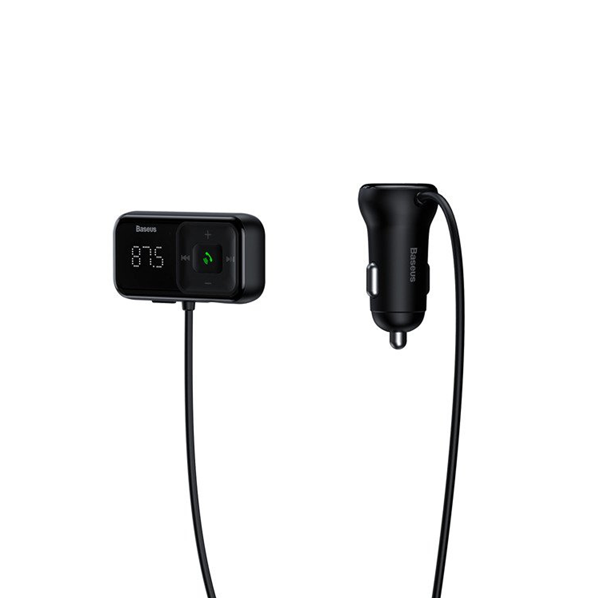 Transmisor FM BASEUS T tipo S-16 con Bluetooth 5.0, reproductor MP3 y cargador para coche con 2 puertos USB.